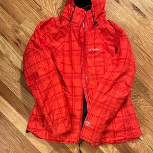 Columbia Women's M Interchange Red Plaid Ski Jacket Shell
